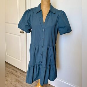 ♥️ Brochu Walker LIKE NEW Havana Mini Dress Sz MEDIUM Smoky Blue